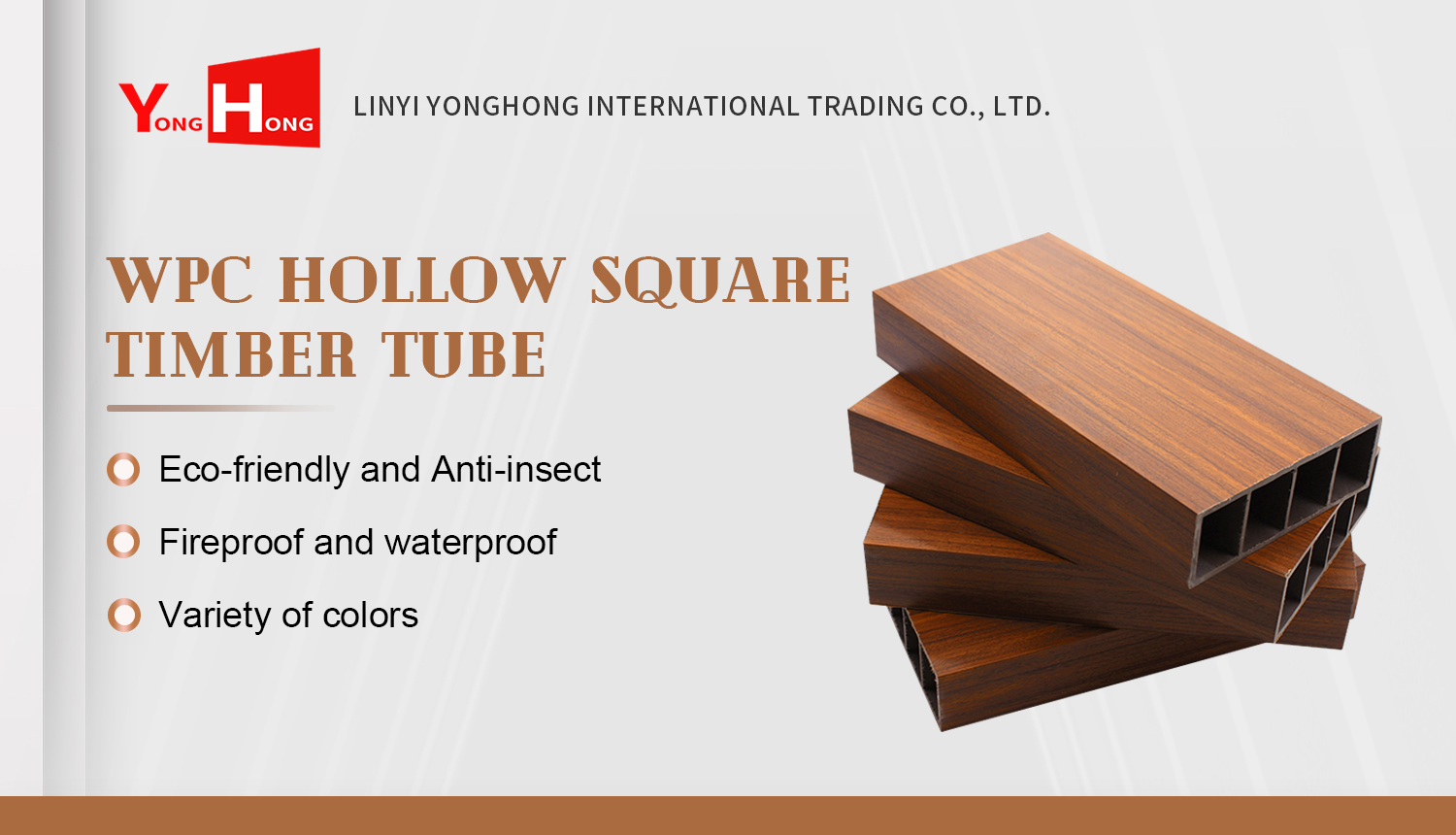 Wholesale Eco-friendly Wood Plastic Composite Outdoor Hollow WPC Square Timber Tube